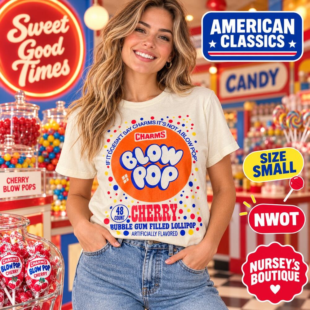 American Classics Charms Blow Pop Cherry Graphic T-Shirt Small NWOT